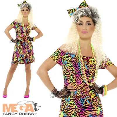 80's Party Animal Ladies Fancy Dress Eighties Neon Retro 1980s Womens Costume • $19.90