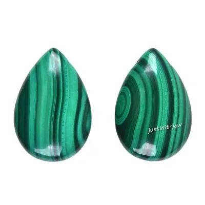 G3837 2pcs Of 22mm Natural Malachite Teardrop Smooth Pendant Focal Beads • $5.99