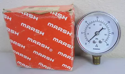 Vintage  Marsh  Brand Air Pressure Gauge 0-30 Psi Nos • $16