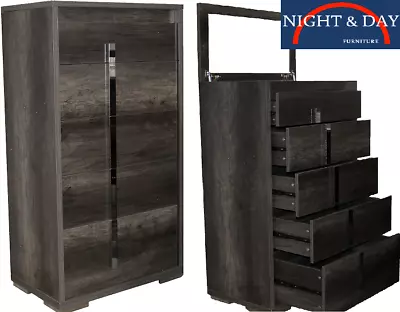 Brand New Charlie Library Tallboy Constructed Chest Charcoal Gas Lift Mirror • $829