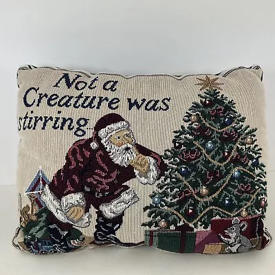 VTG  Christmas Tapestry Pillow Not A Creature Was Stirring Santa 15 1/2 X 12 USA • $15