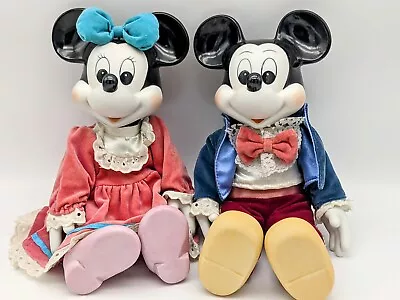 Walt Disney Mickey Mouse & Minnie Mouse Porcelain Wind Up Musical Doll Vintage • $100