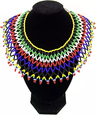  Colorful Beaded Bib Necklace Maasai Necklace South African Necklace African... • $15.99