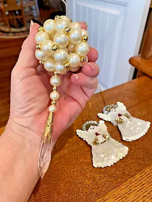3 Vintage Handmade Christmas Ornaments Beads ~ Sequin ~ Prism ~ Angel • $7