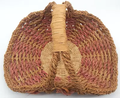 VTG Woven Flower Herb 17 L X 14 W X 10 H French Straw Gathering Basket • $30