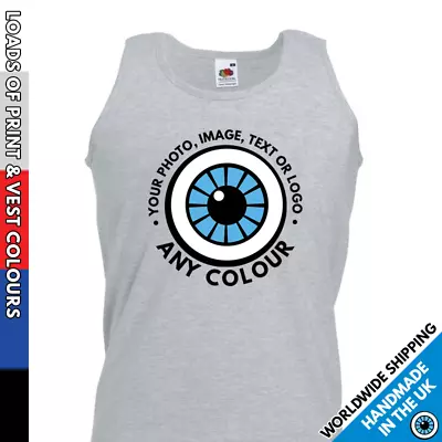 £10.99 • Buy Custom Printed Vest • Mens Image Tank Top Personalised Garment • Photo Text 