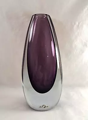 Strombergshyttan Purple Glass Sommerso Vase Sweden Stromberg *Gunnar Nylund • $75