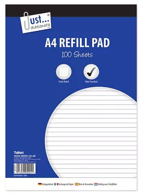 100 Page Refill Pad SIDE-BOUND A4 High Quality Lined Paper Ruled Margin Notebook • £2.89