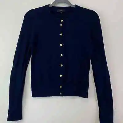 J Crew Cardigan Sweater Navy W/ Gold Buttons Sz XS Round Neck Long Sleeve • $30