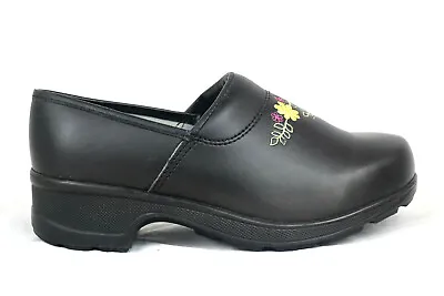 Moheda Toffeln Women's Clogs Mules Black Slip On Floral Embroidered US 8.5  • $28.90