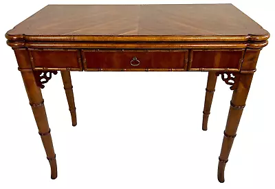 American Of Martinsville Faux Bamboo Chippendale Flip Top Console Table • $1895