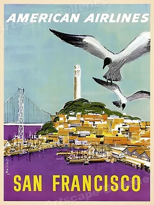 $16.95 • Buy 1950s “San Francisco” Vintage Style Airline California Travel Poster - 20x28