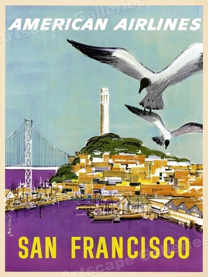 $23.95 • Buy San Francisco Bay 1950s California Vintage Style Travel Poster - 24x32