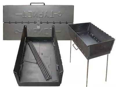 Portable Case Barbeque Grill Mangal BBQ Kabab Shashlyk Stove Camping Steel 10 • $90.39