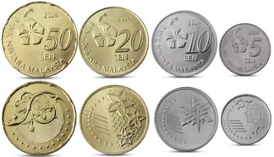 Malaysia Currency Set 4 Coins 5 10 20 50 Sen 2014 Unc • $1.99