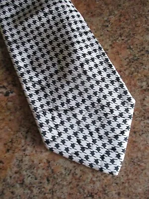 Brioni Black White Houndstooth Plaid Authentic Pure 100% Silk Neck Tie 61 In • $69.99