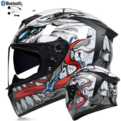 Bluetooth Motorcycle Helmet Dual Len Full Face Street Bike Scooter Helmet ECE • $58.01