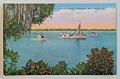 Fishing Boats Mississippi Gulf Coast Vintage Linen Postcard 8651 • $8