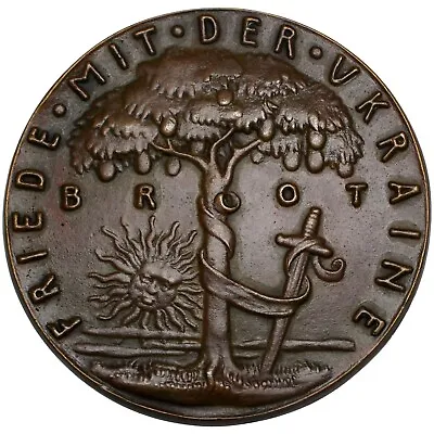 GERMANY WWI  Bread  Treaty With Ukraine 1918 Cast Bronze Goetz Medal K-205 • $495