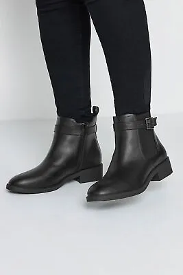 Yours Curve Women's Plus Size Buckle Faux Leather Ankle Boots • £40.99