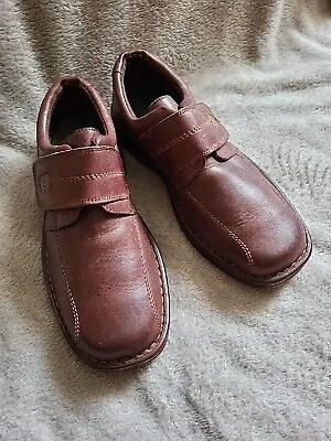 Arbitro Men’s Brown Leather Shoes UK 8 Comfort Natural Orthopedic Hook & Loop • £19.85