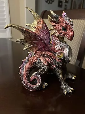 Winged Dragon Figurine Mythical Fantasy Red Resin 8” Statue Decor • $18