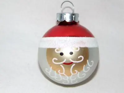 Adorable Vintage Mercury Glass CHRISTMAS BALL Hand Painted SANTA HEAD Ornament • $12