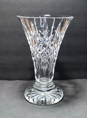 Waterford Crystal Footed Ardmore Vase Cross Hatch Diamond Motif 8” • $35