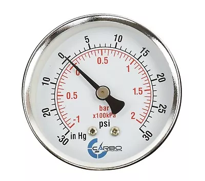$9.45 • Buy 2-1/2  Vacuum Gauge - Chrome Plated Steel Case, 1/4 NPT, Back, -30inHg /30 PSI 