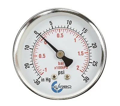 2-1/2  Vacuum Gauge - Chrome Plated Steel Case 1/4 NPT Back -30inHg /30 PSI  • $9.45