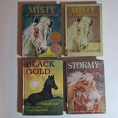 Lot Of 4 Vtg Marguerite Henry Wesley Dennis Horse Stormy Misty Rental Books 70's • $18