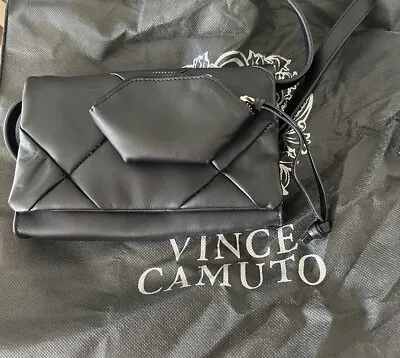 Vince Camuto  Leather Black Clutch With Coin Purse And Dust Bag • $65