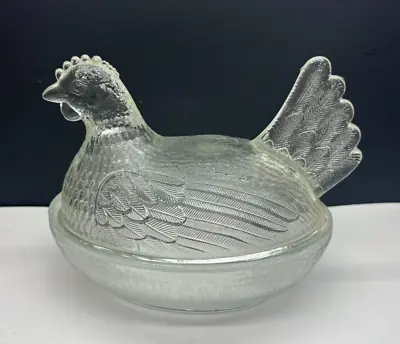 Vintage Indiana Glass Clear Smooth Rim Hen On Nest • $8