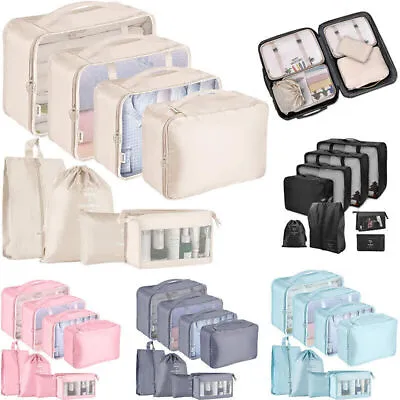 $10.99 • Buy 8Pcs Packing Cubes For Travel Luggage Organiser Storage Compression Suitcase Bag