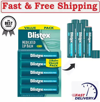 Blistex Moisturizing Medicated Lip Balm 0.15 Ounce SPF 15 5 Pack • $8.65