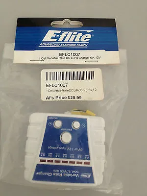 E-Flite 1 Cell Variable Rate DC Li-Po Charger 6V 12V EFLC1007 • £28.91