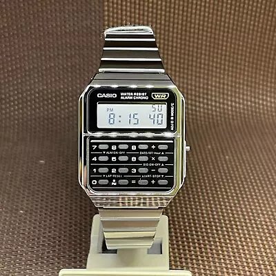 Casio Vintage CA-500WE-1A Stainless Steel Calculator Digital Quartz Men's Watch • $86.40