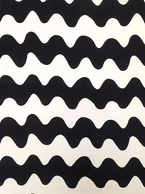 £9.83 • Buy Black And White Thick Waves Design On Nylon 4 Ways Stretch Fabric 
