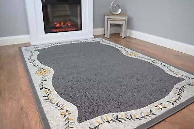 £52 • Buy Large Living Room Rug Floral Bordered Design Contemporary Design Soft Low Pile