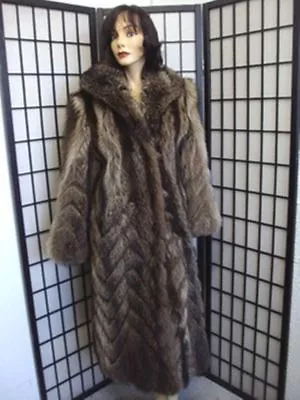 ~mint Plain Raccoon Raccon Fur Coat Jacket W/ Chevron Women Woman Size 4-6 Small • $195