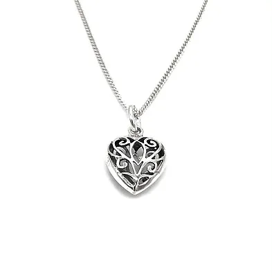 Celtic Filigree Heart Pendant Charm Necklace 925 Sterling Silver On Silver Chain • £7.99