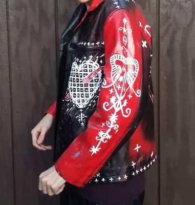$250 • Buy Erzulie Dantor Voodoo Vodun Loa Unique Handmade Battle Jacket Punk Fashion