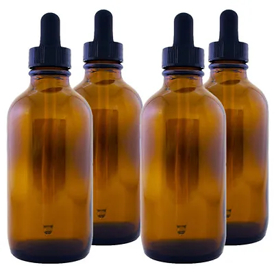 4 Fl Oz Amber Glass Bottle W/ Glass Dropper - Multi-packs With FREE SHIPPING! • $13.99