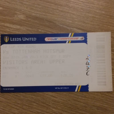 £2.99 • Buy Ticket 2012/13 Leeds Utd V Tottenham Spurs (FA Cup)
