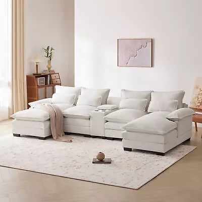 123  Modern U-shaped Upholstered Symmetrical Sleeper Couch Set With Chaise • $1013.79