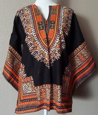 Women Vintage African Dashiki Hippie Boho Shirt Colorful Kaftan Shirt Med Rare • $45