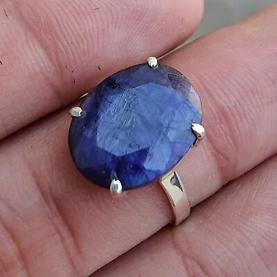 Treated Sapphire Corundum 925 Sterling Silver Handcrafted Lovely Ring All Size • $21.99