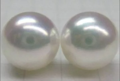 $98 • Buy PAIR OF HUGE PERFECT ROUND SOUTH SEA 13MM WHITE LOOSE PEARL Undrilled