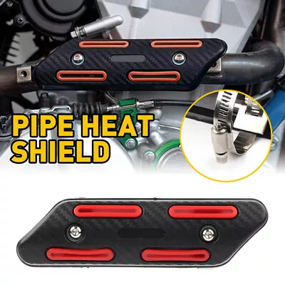 Red Exhaust Muffler Pipe Heat Shield Cover Heel Guard Universal Black Motorcycle • $9.98