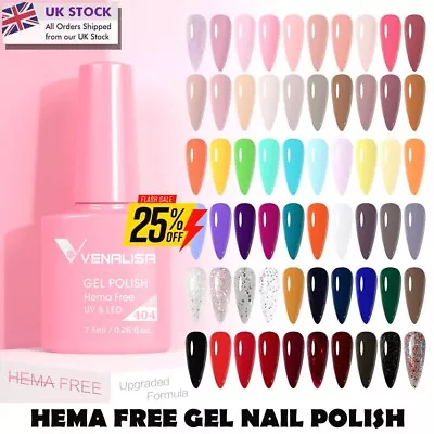 VENALISA Nail Gel Polish - 60 Colours Hema Free UV LED Soak Off Glitter Sparkle • £3.99